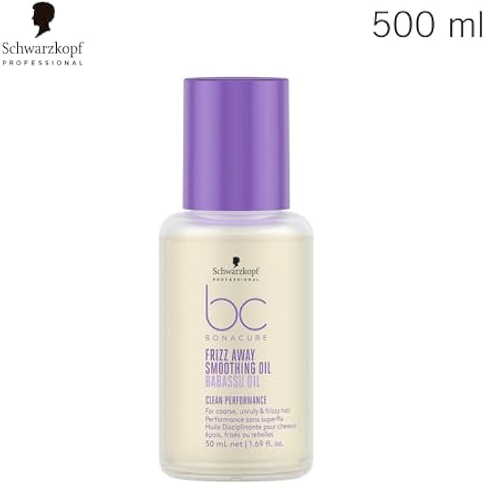 Schwarzkopf Professional Bonacure Frizz Away Smoothing Oil For Coarse Unruly Frizzy Hair Vegan Care Complex Babassu Oil Anti Frizz Effect Heat Protection Detangling Smoothing 50 ml - Image 2